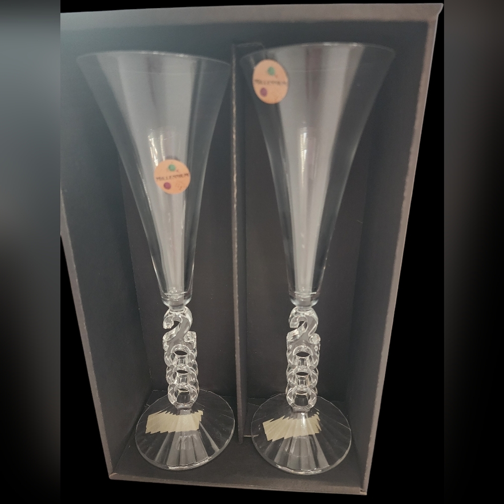 NIB Vintage Cristal D'Arques Lead Crystal champagne flutes (2) France